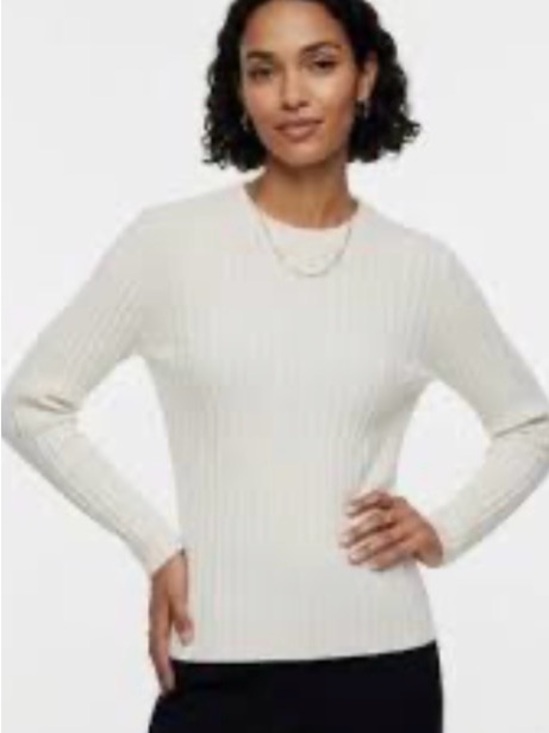 White Stag Sweaters - White Ribbed / Cable Crewneck Sweater Size Large